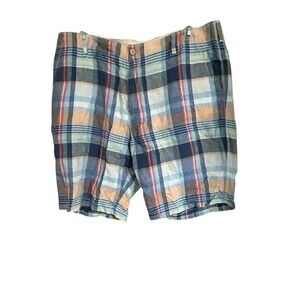 TOMMY‎ BAHAMA - RELAX - MADRAS SHORTS  100% LINEN - SIZE 40" X 7" Preppy
